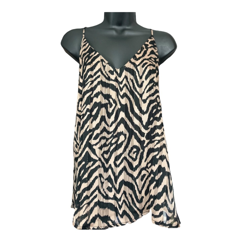 Tyche Black and Gold Animal Print Camisole Size Medium